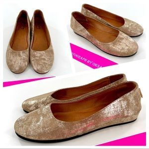 French Soles FS/NY metallic gold ballet flats Leather size 11
